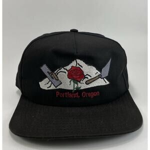 Portland Oregon Embroidered Snapback Hat Black 2001 Vintage Bricklayers